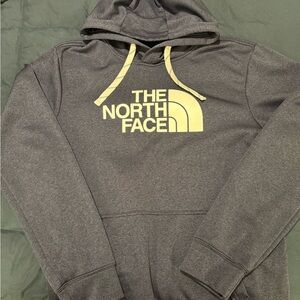 The North Face Navy Hoodie with tan Logo